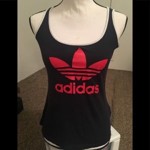ADIDAS ORIGINALS NAVY TANK TOP W/ RED TREFOIL LOGO